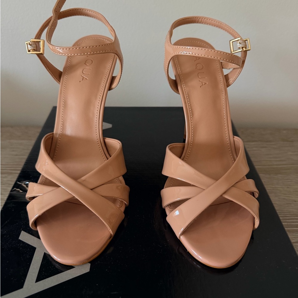 Brand New Aqua Nude Strappy Heels - Picture 3 of 4